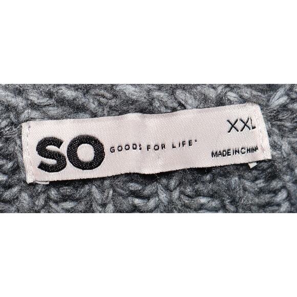 SO Women's Sweater XXL Gray Round Neck Long Sleeve Soft Stretch Top Pullover - Picture 3 of 3